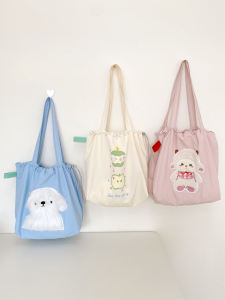 Trendy Large Capacity Canvas Tote Bag Womens 2025 New Fashion Casual Shopping Bag Single Shoulder Bag Embroidery Element