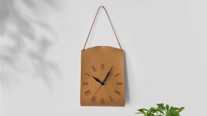 Modern creative leather wall clock personality silent decorative clock in living room and bedroom
