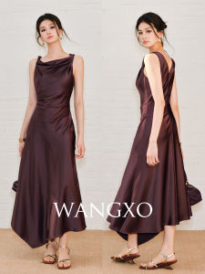 WANGXO | Đầm Thiết Kế Cắt Xéo Gập Vải