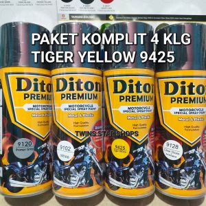Pilok Cat Semprot Diton Premium Tiger Yellow Kuning 9425 Primer Grey Epoxy 9120 White Putih 9102 Clear 9128 Pilox Paket Komplit Paketan Lengkap 4 kaleng 400cc