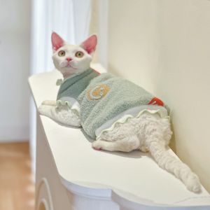 Soft Plush Double-Sided Thick Warm Winter Clothes for Hairless Cats German Sphynx Pet Apparel Versatile Seasonal Use