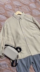 KEMEJA WANITA POCKET POLOS KEKINIAN OVERSIZE JUMBO