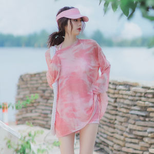 ชุดว่ายน้ำสตรีเอวสูงปิดหน้าท้องชุดว่ายน้ำสัมผัสความเย็นแบบแบ่งเป็นสามชิ้น เอวสูง บิกินี่ ทรงหลวม เอวสูง ทรงหลวม