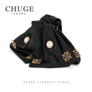 Fashionable Black French Bead Butterfly Knot Hair Clip Luxury Vintage Versatile High End Feeling Hair Accessories New