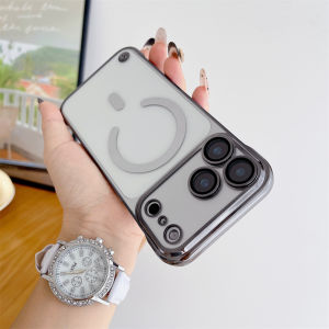 Luxury Plating Clear Half Pack Case For Magsafe For iPhone 17 14 13 15 16 Pro Max Plus Air Glass Lens Ultra Thin Frameless Cover