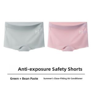 miiow | Womens Ice Silk Antibacterial Briefs Comfortable Mid-Waist Cotton Crotch Safety Shorts Non-Slip Breathable Underwear