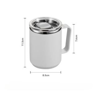 450ml Stainless Steel Mug Vacuum Mug With Handle and Lid Leak-Proof Coffee Cup Thermos For Home Office Milk Cup Water Bottle
