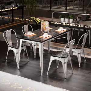 Industrial Style Dining Table And Chair Set for Tea Shop Barbecue Restaurant Casual Iron Art Chairs Commercial Furniture