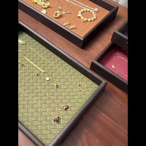 Jewelry Box Light Luxury Style Woven Leather Tray Rectangular Decorative Fruit Plate Entrance Jewelry Storage tray