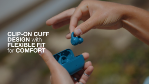 JLab Flex Wireless Bluetooth Earbuds with Clip-On Cuff IPX4 Water-Resistant Noise-Cancelling Calls and Google Fast Pair - Black