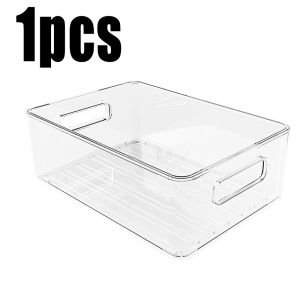 1-3pcs Refrigerator Organizer Bins With Handle Clear Plastic Pantry Food Freezer Tool Storage Box Stackable Fridge Accessories