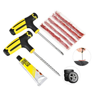8pcs Tubeless Tire Repair Tool Motorcycle Car and Electric Scooter Tire Patch Exterior Puncture Tool with Rubber Solution Glue