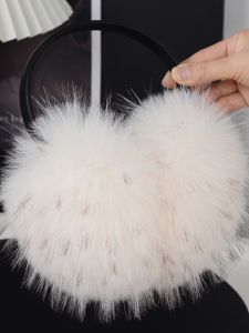Womens Fox Fur Ear Muffs Warm Simple High-End Simulation Fur Ear Protection Ear Covering Rabbit Fur Plush Ear Warmer