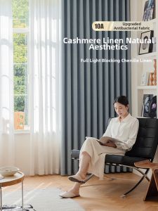 Complete Blockout Chenille Yarn Linen Curtain