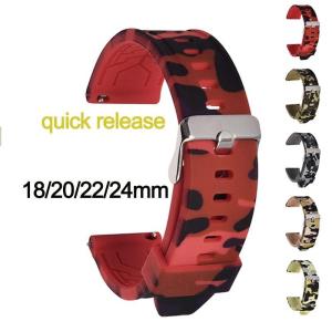 18Mm 20Mm 22Mm 24Mm Dây Đeo Phổ Quát Cho Samsung Galaxy Đồng Hồ 3/Cổ Điển/46/42Mm/Hoạt Động 2 Camo Dây đeo Silicon Huawei Gt/2/3 Pro