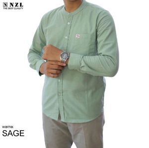 02NZL-Kemeja Pria Lengan Panjang Kerah Shanghai Katun Linen Premium