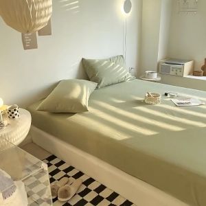 Bộ Ga Gối Cotton 3F Vải Sọc Bóng Đẹp Drap Giường Phong Cách Khách Sạn Sang Xịn Mịn ( Ga Giường + 2 Vỏ Gối )