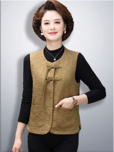 Fashionable New Chinese Style Vest Sleeveless Womens Clothing for Middle-Aged And Elderly Spring Autumn Slimming Outerwear