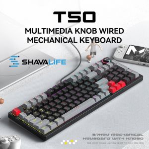 T-Wolf T50 Wired Mechanical Gaming Keyboard With Knob Design 97 Keys Layout (Wired Keyboard)