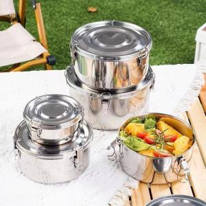 304 Thicken Stainless Steel Lunch box 1040ML/1590ML sealed Lid Food Container Storage Box Student work Outdoor Picnic Box Household Kitchen Frozen Fresh-Keeping Food 