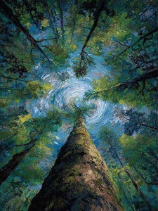 Tall Forest Tree Swirl Sky Impressionist Artwork Jigsaw Puzzle 500/1000/1200/2000PCS Stress Relief Puzzle Wall Art Decor Gift