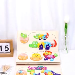 Đồ chơi tranh xếp hình nổi 3D bằng gỗ sự trưởng thành của động vật tranh ghép nổi đếm số thông minh cho bé
