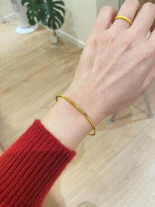 Non-Fading! Ultra-Thin Solid Golden Bracelet Womens Niche Design Simple Luxury High-End Feeling Plain Ring Bracelet