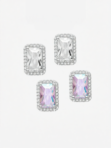 HEFANG Jewelry | Sparkly Sugar Cube Luxurious Fashion Earrings