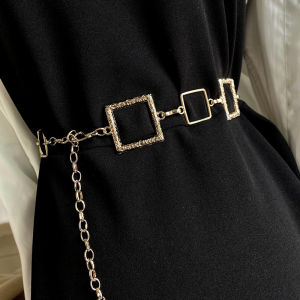 Gold Hexagonal Waist Chain for Women Fashionable INS Style Jewelry Accessory Perfect with Dresses Shirts and Suits