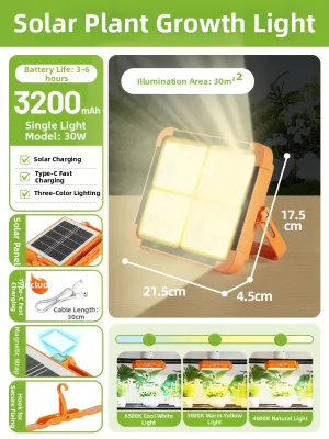 Solar Rechargeable Full Spectrum Plant Grow Light