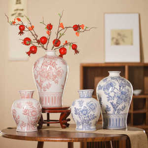 จิตรกรรมกระเบื้องเคลือบเงาใหม่สไตล์จีนโบราณ เครื่องประดับกระถางดอกไม้เซรามิกสุดหรูหราสำหรับตกแต่งบ้าน