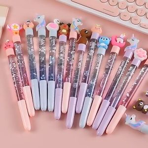 Pulpen Gel Glitter 0.5mm Pena Air Motif Lucu 3D Alat Tulis Karakter ATK016