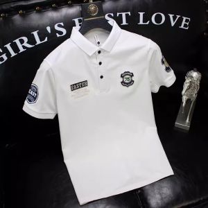 Large Size Polo Shirt Mens Summer Short Sleeve Decorative Badge Paul Turn-down Collar Breathable Sweat-wicking Cool Sensation