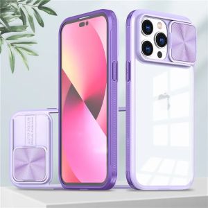 Slide Camera Lens Protection Phone Case For iPhone15 14 12 11 13 Pro Max XS Max XR X Soft Liquid Silicone Shockproof Clear Cover