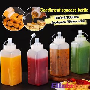 Dispenser Bottle with Needle Tip Condiment Squeeze Bottles Ketchup Mustard Hot Sauces Olive Oil Bottle Plastic 800/1000 ml