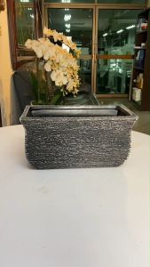 กระถางต้นไม้ทรงสี่เหลี่ยมผืนผ้า ดีไซน์สวย กระถางดินเผาลายขูด