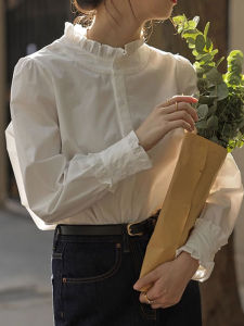 White Lace Collar Shirt Women Early Spring 2025 New Inner Fashionable Long Sleeve Top Small Size Base Layer Shirt