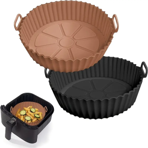 Air Fryer Silicone Baking Tray Air Fryer Silicone PotLiners Reusable Non-Stick Basket Food Grade Silicone BPA Free