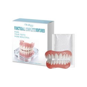 oralhoe | Silicone Denture Full Set Temporary False Teeth For Missing Broken Teeth Natural Upper Lower Braces Instant Confident Fake Tooth