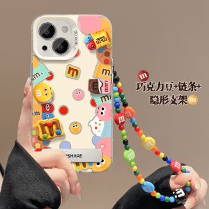 Creative Cute 3D M&M Character Phone Case Compatible with  15Promax Huawei Mate60Pro New Pura70 OPPO Reno12 Vivos19 Xiaomi 14 Stand
