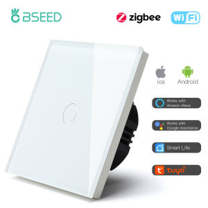 BSEED Zigbee Touch Switch Glass 1/2/3Gang Smart Light Switch Tuya Wireless Controller via Google Smart Life Alexa App No Neutral