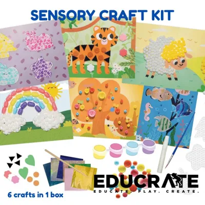 educratePH EducratePH Sensory Craft Kit for Kids | 6 Crafts in 1 Box | Paper Craft Art Set Ages 3