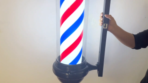 COD Barber Pole Light Rotating LED Waterproof Red White Blue Wall Lamp 220V Hair Salon Sign (25-95cm)