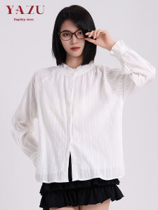 Áo Sơ Mi Nữ Tay Dài Dáng Rộng Cổ Đứng Kiểu Pháp Mới Mùa Xuân Phong Cách Lười Biếng Đa Năng Ôm Vừa Vặn Áo Lót Cotton Polyester