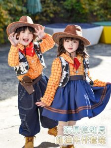 Girls Princess Dress Spring Autumn Denim Birthday Cake Skirt Puffy Sleeves Long Sleeve Mid-length H-shaped Korean Style
