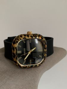 LIBIS | Stylish Leopard Print Gold Designer Watch for Women Square Dial Waterproof