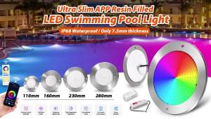 Ip68 DC12V Flat Smart Tuya Wifi Stainless Steel Led Rgb Ultra Thin 6W 12W 18W 35W Underwater Swim Pool Lights For Swimming Pool
