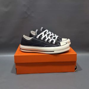 SEPATU CNVRS 70S LOW EGRED HITAM PUTIH SOL GLOSSY 36-43 SNEAKERS BLACK WHITE