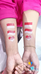 Tato Temporer Tempel Love Bendera Merah Putih / Temporarry Tatto / Stiker Pipi Muka Tangan HUT RI