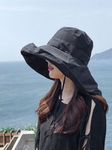 Bucket Hat Womens Japanese Style Oversized Brim Summer Sun Hat Sun Protection K-style UV Protection Net Red Sun Hat Tide